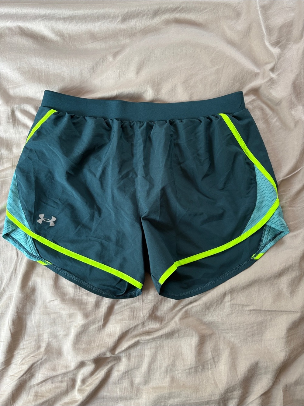 Under Armour Teal Athletic Shorts with Neon Trim
